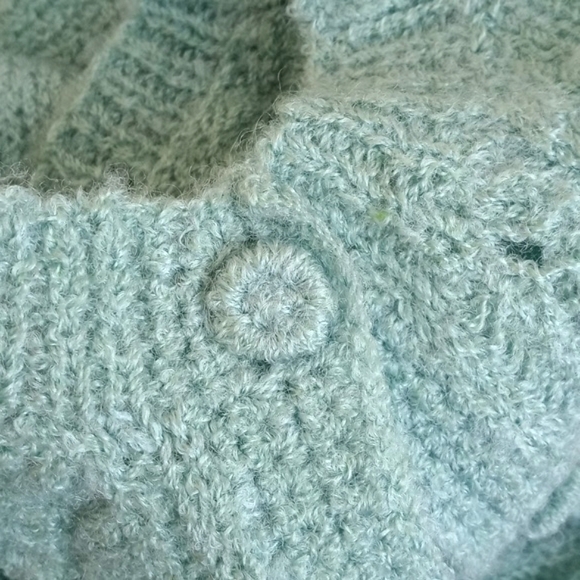 Rare Vintage Art Deco / Mint Green Long Sleeve Button Down Cardigan Sweater S - Picture 6 of 16